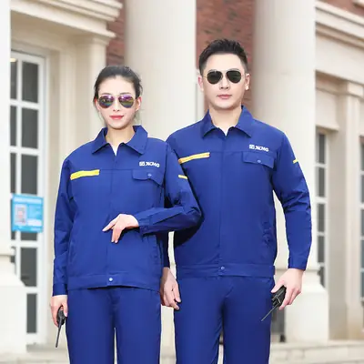 Men Blue Cotton Work Suit Summer Long Sleeve