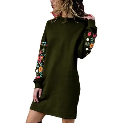 2024 Hot Selling Blue Printed Long Sleeve Dress
