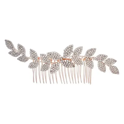 Leaf Rhinestone Bridal Hair Comb Gold