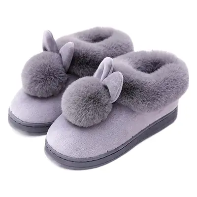 Black Faux Fur Slippers for Men Women Winter Indoor