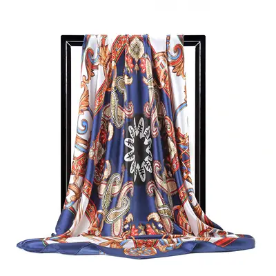 Gao He 90cm Vintage Pattern Silk Scarf for Women