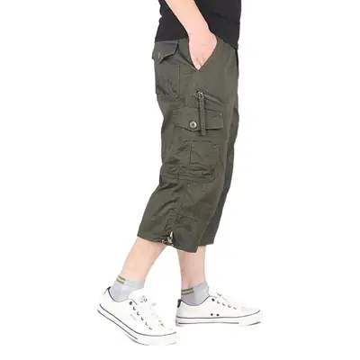 Men Capri Cargo Shorts Grey 4-Carrot Design