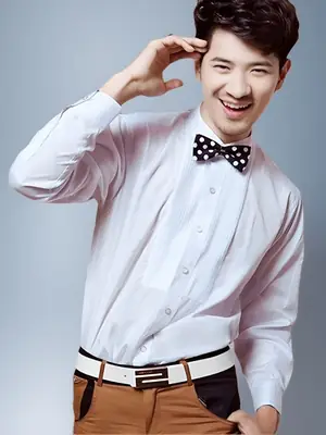 Men's White Long Sleeve Chorus Costume Shirt with Bowtie