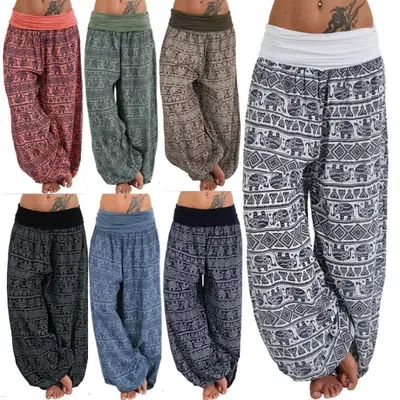 2020 Printed Wide-leg Pants Women Casual Harlan
