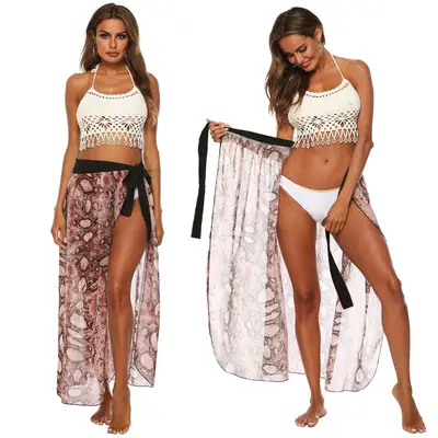 Women's Printed Chiffon Beach Skirt with Strap