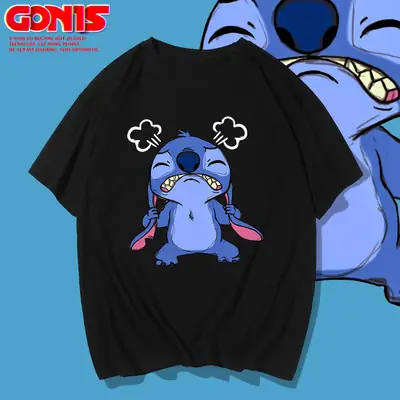 Blue Stitch Cartoon T-Shirt for Men Women Summer Wear
