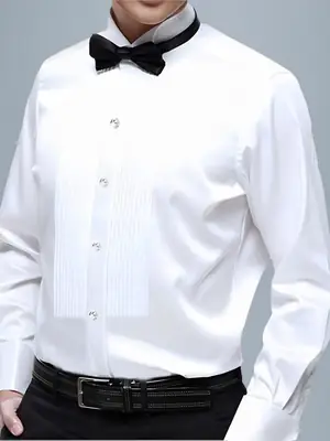 Men's White Tie Shirt with Red Bow Tie