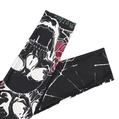 3D Skull Print Yoga Pants Black White