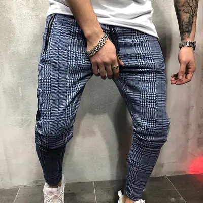 Muscle Men's Grey Slim Fit Jogging Pants with Zipper Closure