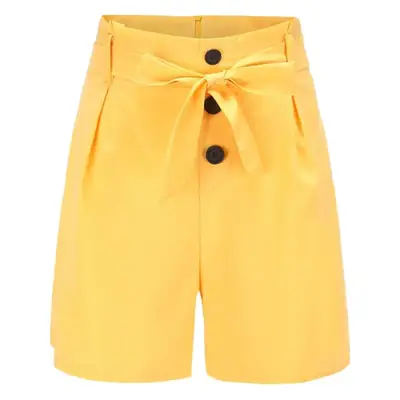 Women's Yellow Palm Print High Waist Shorts Set
