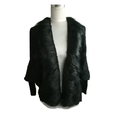Women's Loose Knit Fur Collar Sweater Winter Shawl