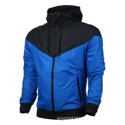 Men's Black Hooded Windbreaker Jacket Spring Autumn Thin Coat