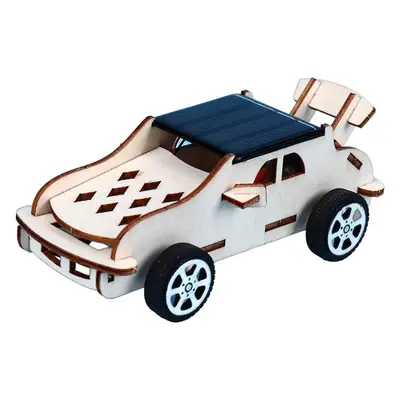 Solar-powered wooden car for kids STEM play