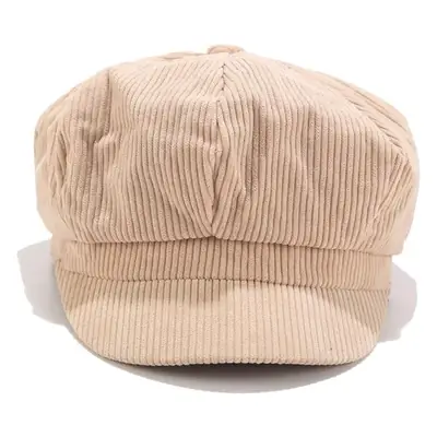 Women Korean Corduroy Cap Beige Autumn Winter
