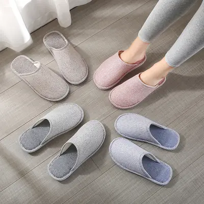 Thick-Soled Cotton Slippers with Covered Heel for Autumn and Winter, Couple's Home Non-Slip Warm Indoor Slippers for Men and Women, Closed-Toe Slippers, Thickened for Winter
