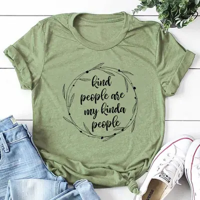 Red T-Shirt "Kind People Are My Kinda People" Short Sleeve