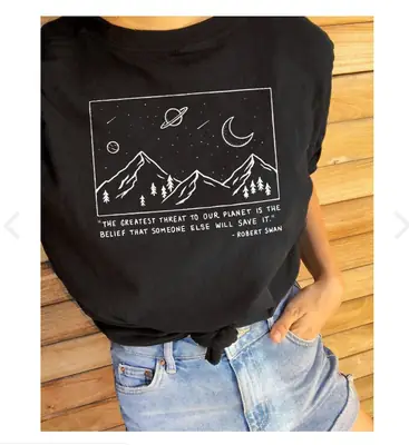 Men Women T-Shirt Letter Print Mountain Moon Design