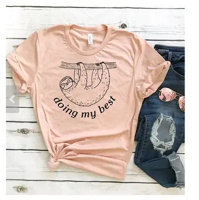 Men Women T-Shirt Doing My Best Cotton Pink