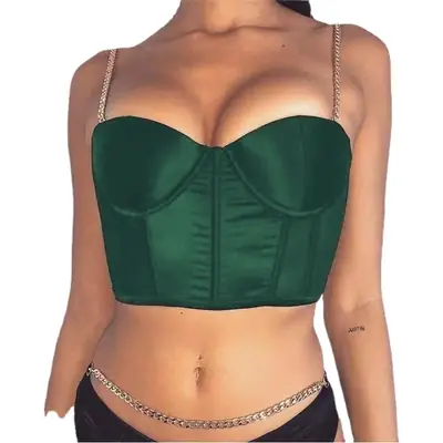 Red Satin Slim Fit Camisole with Chain Strap