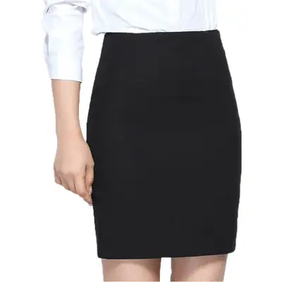 Black Slim Fit Hip Skirt for Women Business Wear