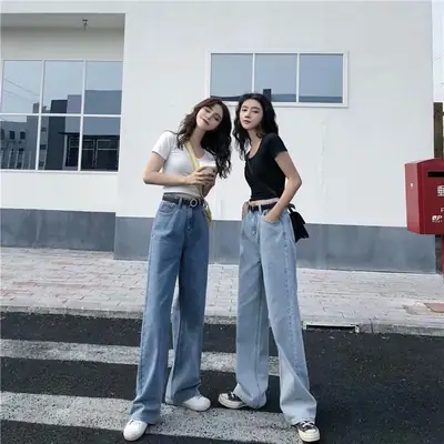 Women's Wide Leg High Waist Jeans Slimming Loose Fit