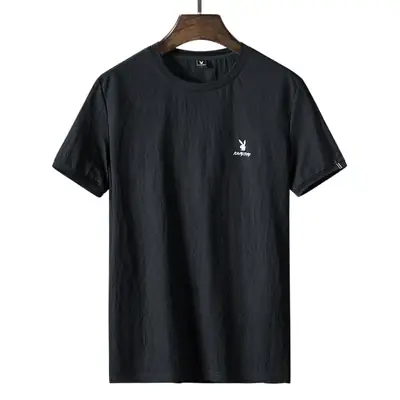 Men Black Pure Cotton Slim Fit T-Shirt