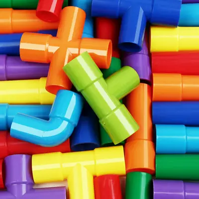 46 Piece Plastic Pipe Building Toy Set for Kids