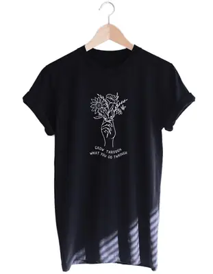 Men Black Graphic T-Shirt Short Sleeve Letter Print