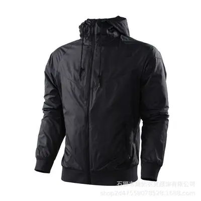 Men's Red Black Windproof Hoodie Running Suit Jacket