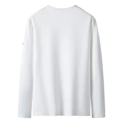 Men's White Cotton Long Sleeve T-Shirt with Logo Print