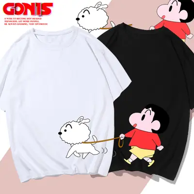 Blue Cotton T-shirt with Cartoon Print for Boys
