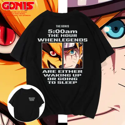 Men Blue Naruto Anime 5:00am Sleep Warning T-Shirt