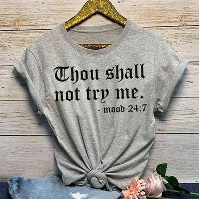 Thou Shall Not Try Me T-Shirt Grey Knot Tie