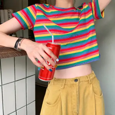 Women Rainbow Striped T-Shirt 2022