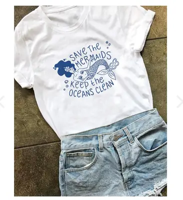 Save the Mermaids T-Shirt Black Short Sleeve