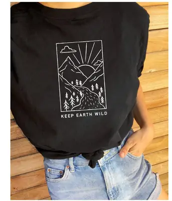 Keep Earth Wild Men Women T-Shirt White Short Sleeve