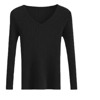 Women V-Neck Knitted Sweater Slim Fit Beige