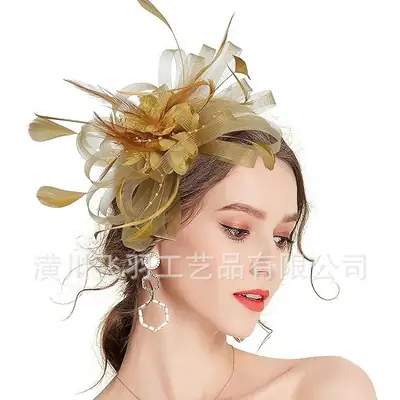 Blue Feather Cross-Border Bridal Head Hat