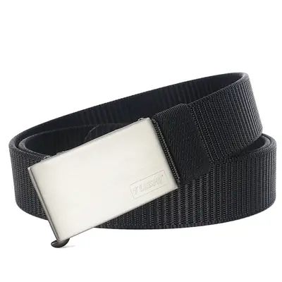 Tushi Men's Black Nylon Belt with Automatic Buckle