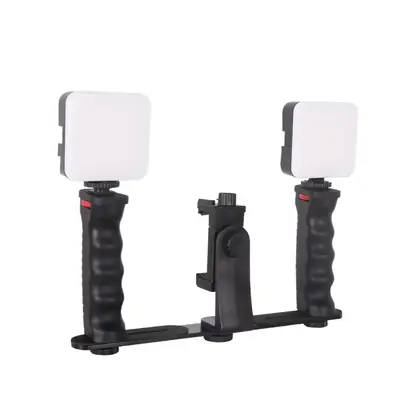 Rotating Pan-Tilt Stabilizer with Fill Light for Mobile Phones