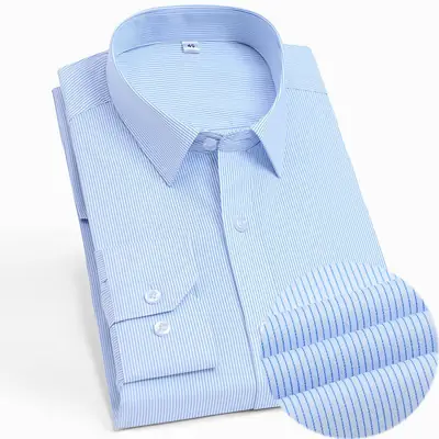 Men's Light Blue Striped Long Sleeve Shirt Large