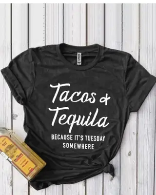 Tacos & Tequila T-Shirt Black Casual Wear