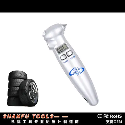 Digital Tire Pressure Gauge Safety Hammer Flashlight Cutter Four-In-One
