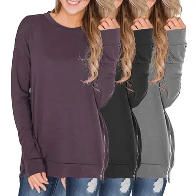 Women's Cross-Body Long Sleeve Sweater Purple