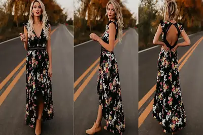 White Floral Sleeveless Asymmetrical Dress