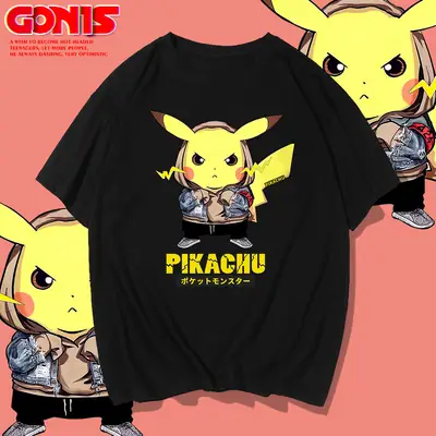 Pikachu Graphic T-Shirt Yellow Men Women Summer Youth