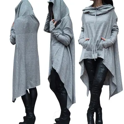 Orange Long Hooded Sweater for Women Winter
