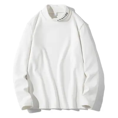 Men Velvet Long Sleeve T-Shirt with Letter Embroidery