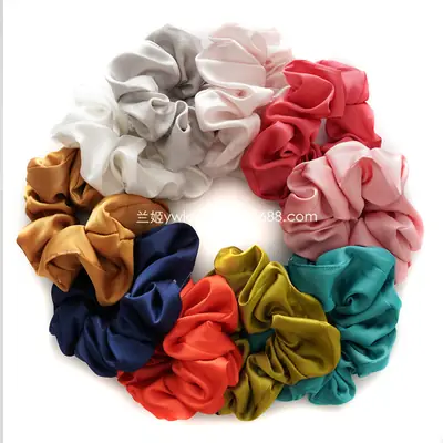 Pink Silk Hair Scrunchies for Women