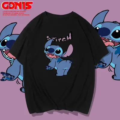 Men Women Summer T-Shirt Stitch Short Sleeve Cartoon Print